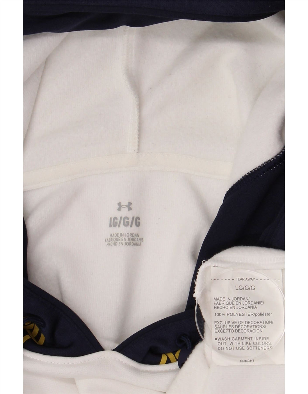 Męski sweter z kapturem i grafiką UNDER ARMOUR, duży, biały, poliestrowy blok kolorów
