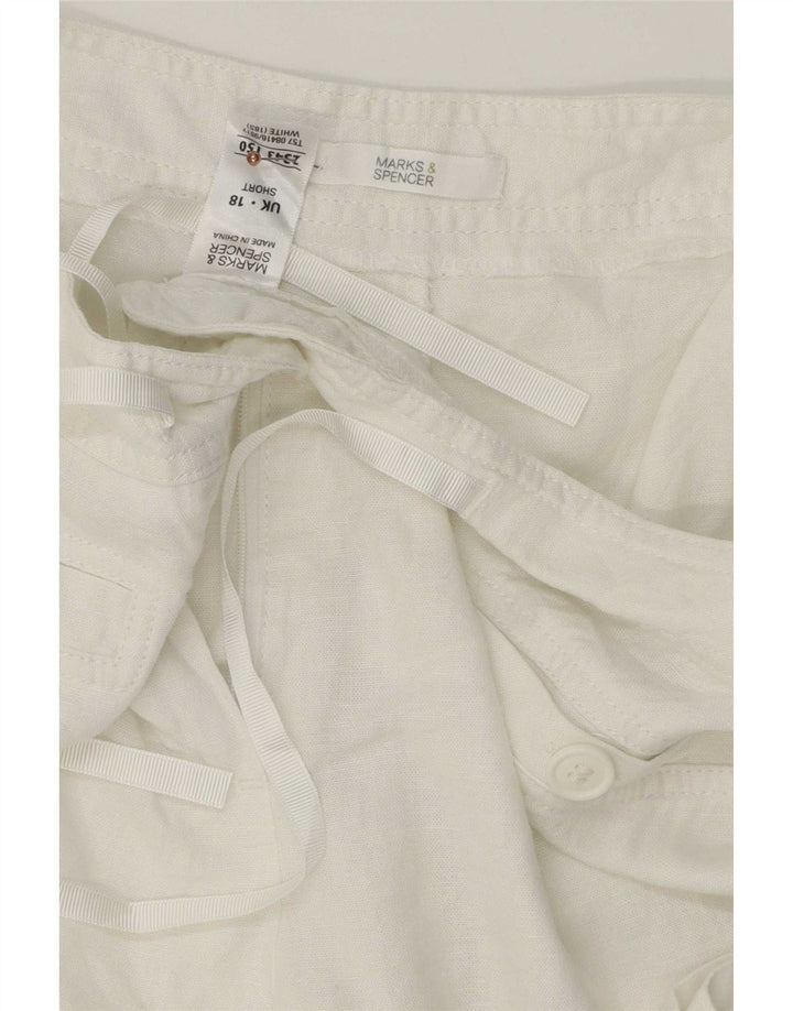 Marks & Spencer Damskie Bermudy UK 18 XL W38 Białe Lniane