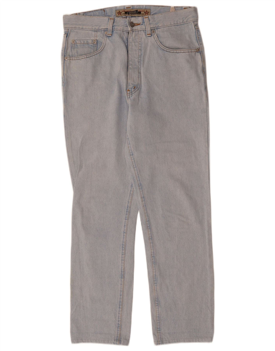 VINTAGE Damskie proste dżinsy z wysokim stanem W31 L30 Niebieska bawełna