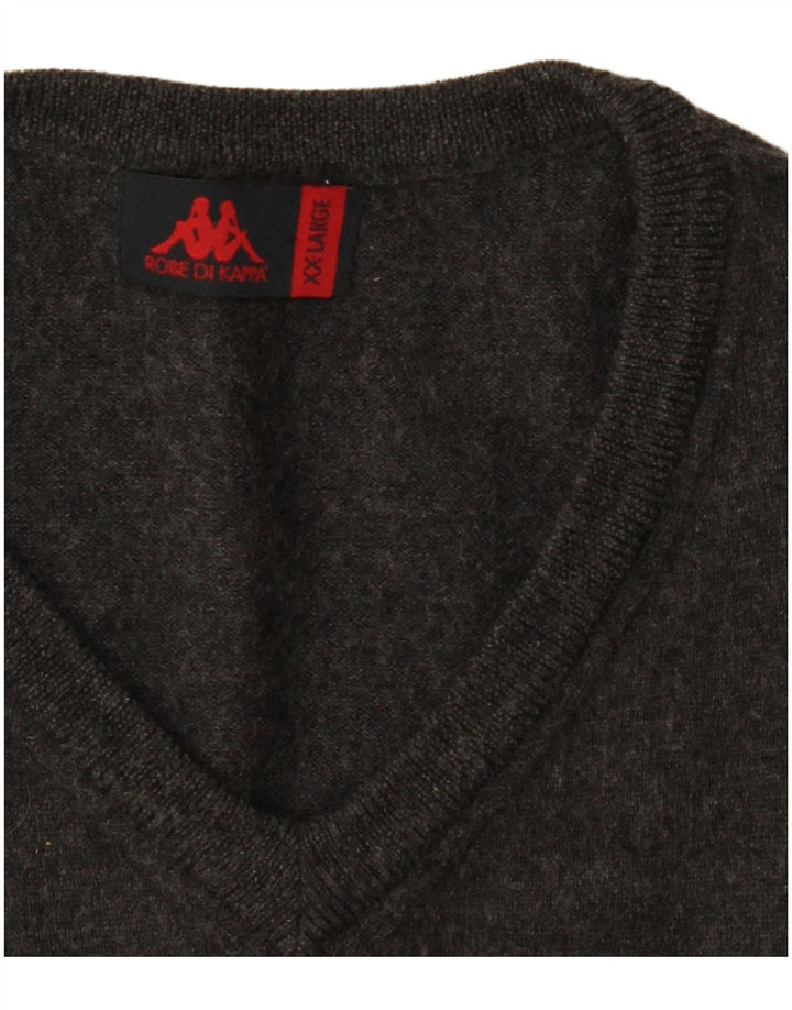 Męski sweter KAPPA z dekoltem w kształcie litery V, 2XL, szary