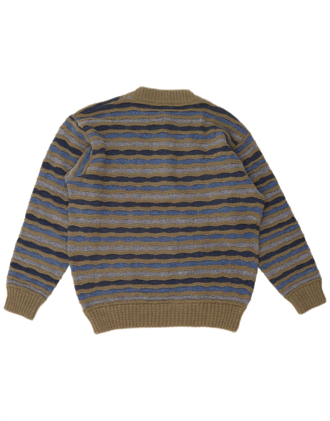 Męski sweter zapinany na guziki w stylu vintage IT 48 w średnie, wielokolorowe paski
