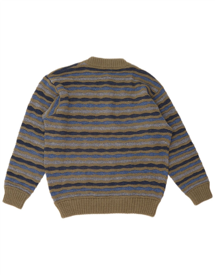 Męski sweter zapinany na guziki w stylu vintage IT 48 w średnie, wielokolorowe paski
