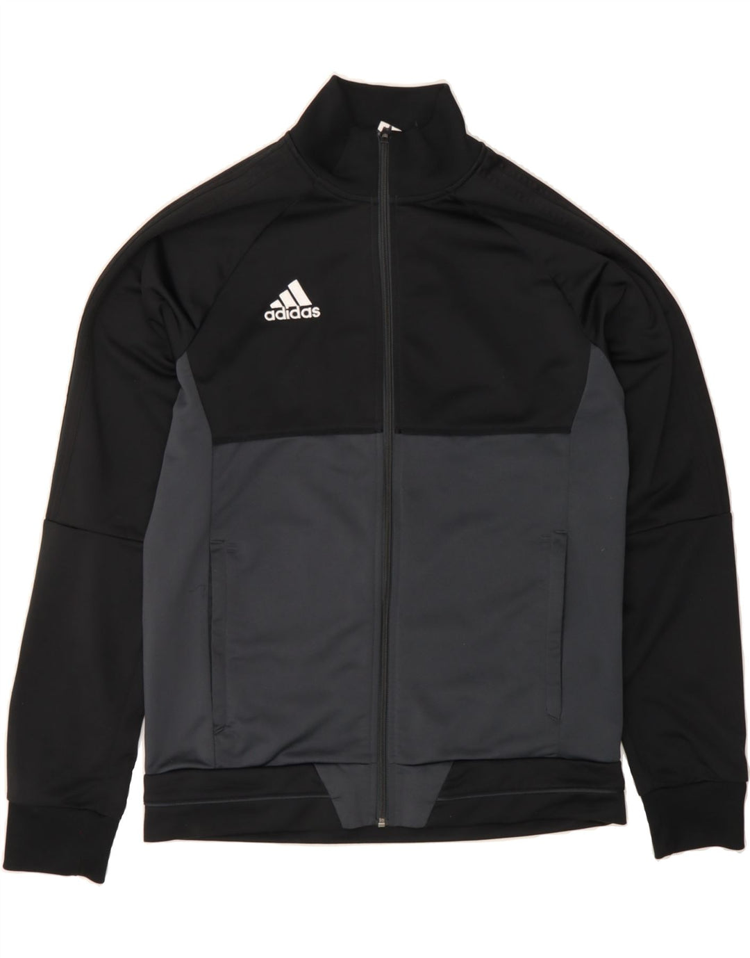 Męska kurtka dresowa ADIDAS, średnia czarna, poliester z blokami kolorów