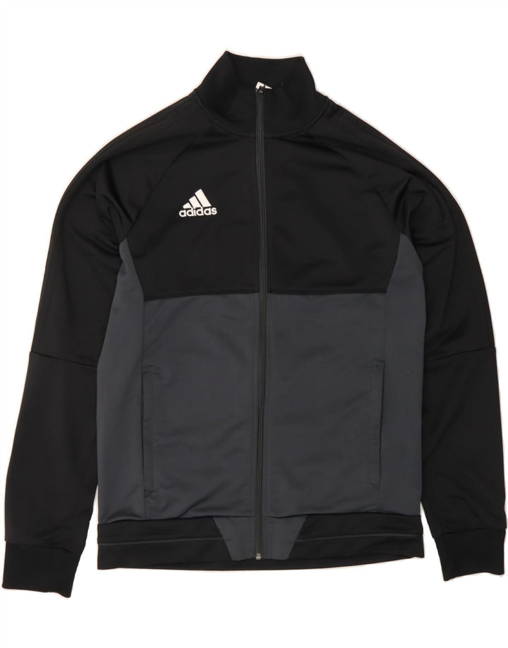 Męska kurtka dresowa ADIDAS, średnia czarna, poliester z blokami kolorów