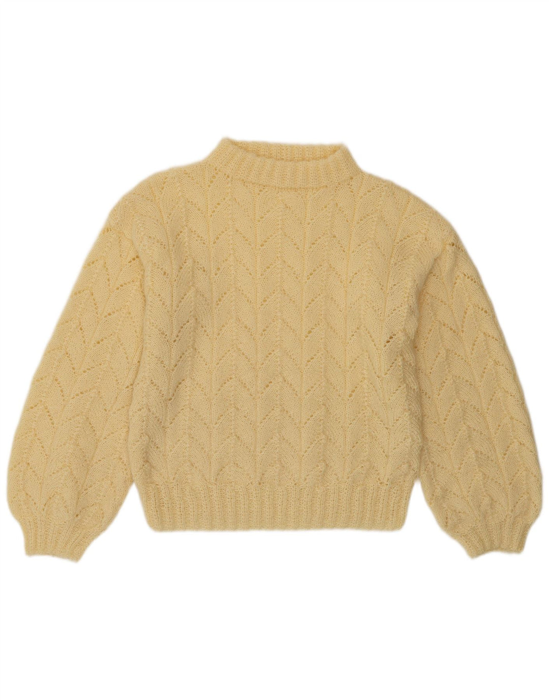 Sweter damski w stylu vintage z golfem UK 14, średni żółty