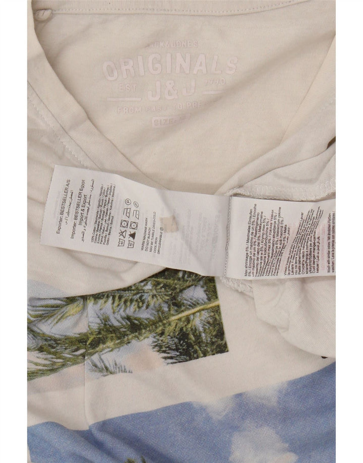 Męska koszulka z grafiką JACK & JONES, rozmiar XL, biała, bawełniana