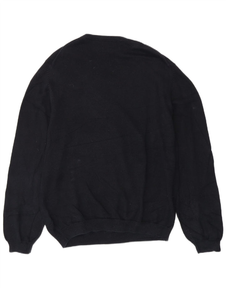 EDDIE BAUER Męski sweter z dekoltem w kształcie litery V, duży, granatowy, bawełniany