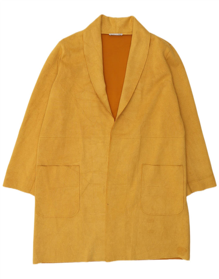 Damski, oversize'owy, otwarty płaszcz Zara UK 14, średni żółty poliester