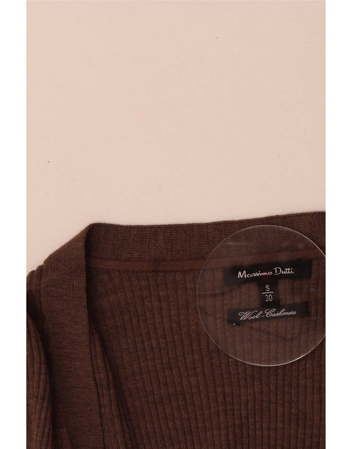 Sweter damski Massimo Dutti Longline Cardigan UK 10 Small Brown Wełna