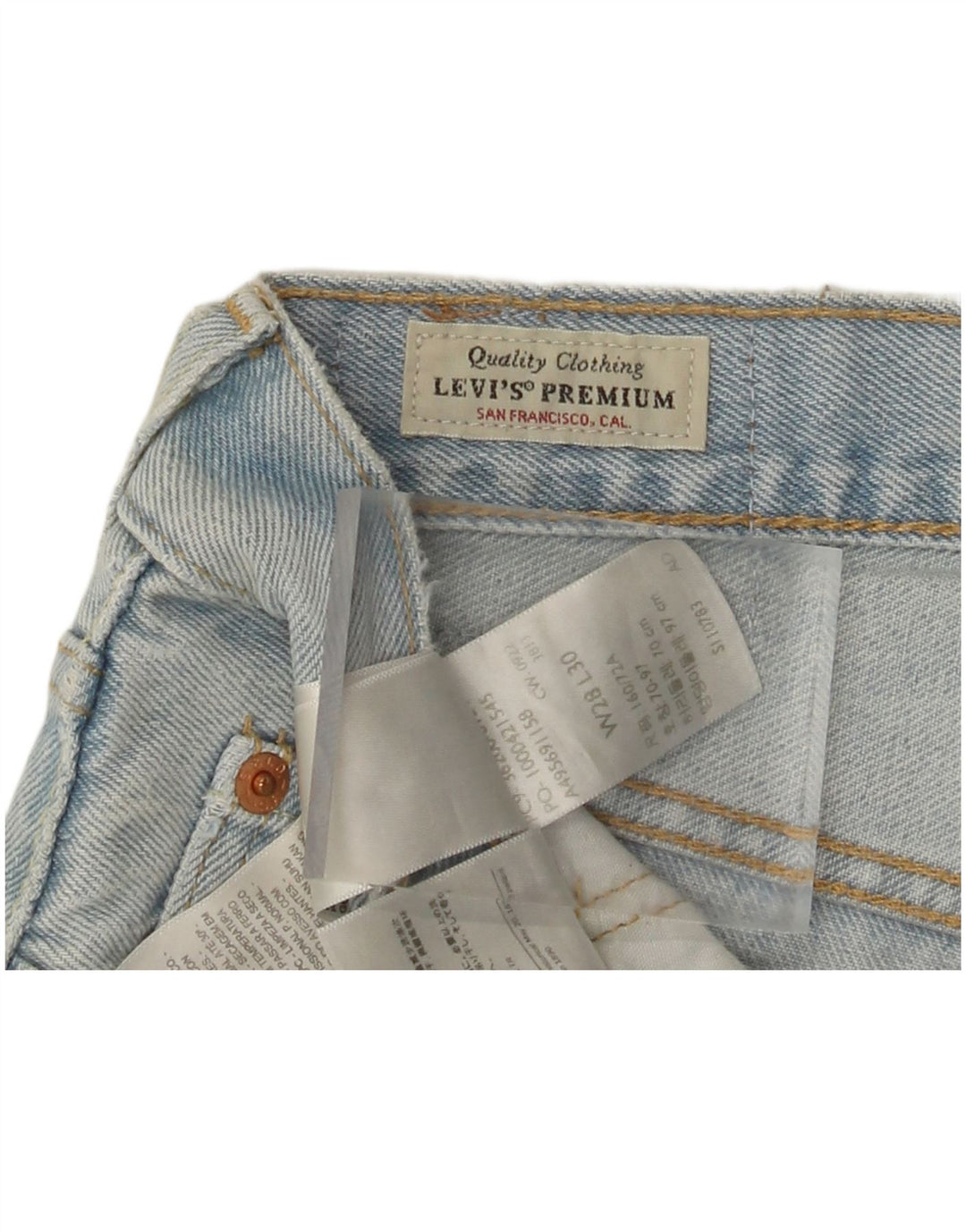 Męskie spodenki jeansowe LEVI'S 501 W28 Średnioniebieskie, bawełniane