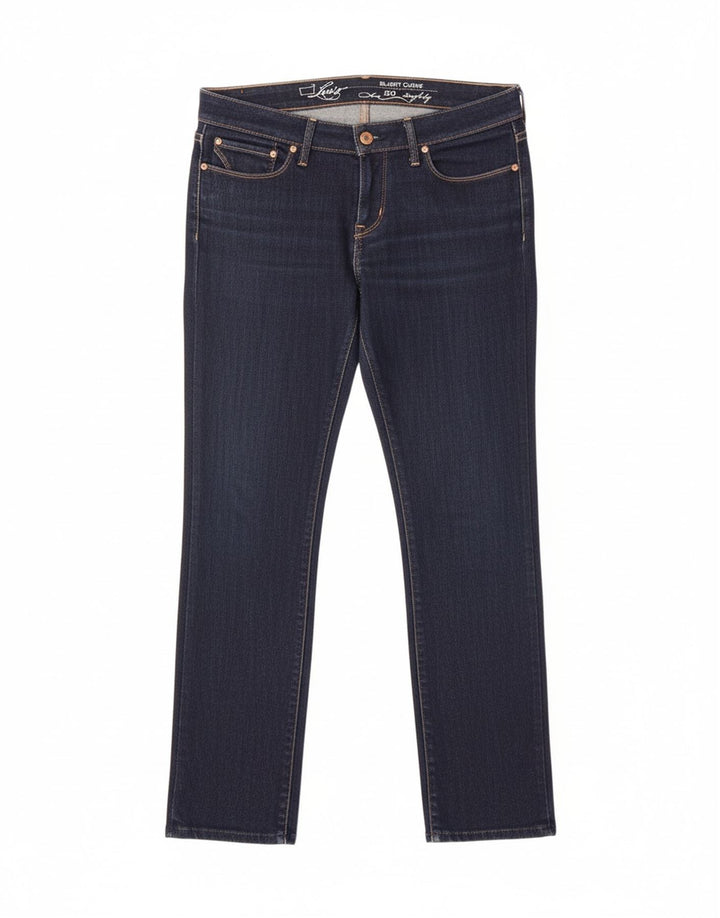 LEVI'S Womens Slight Curve Straight Jeans W29 L30 Navy Blue Cotton
