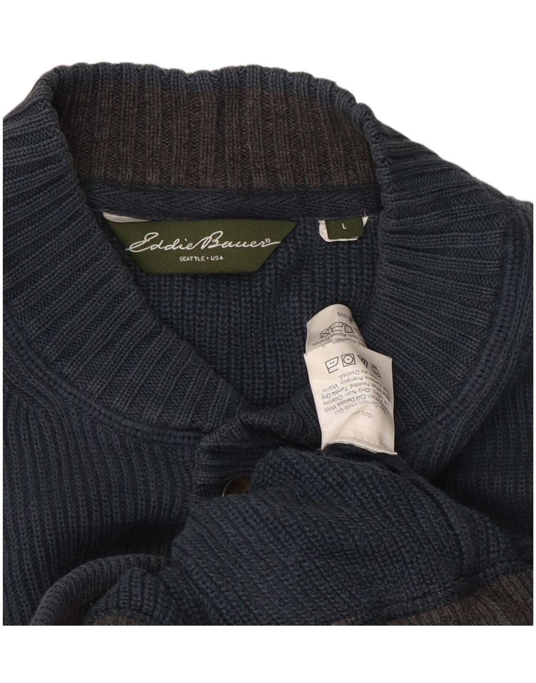 EDDIE BAUER Męski sweter z okrągłym dekoltem, duży, granatowy, bawełniany