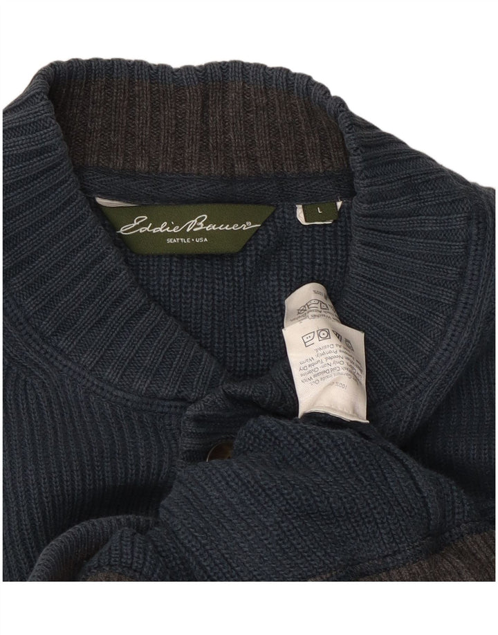 EDDIE BAUER Męski sweter z okrągłym dekoltem, duży, granatowy, bawełniany
