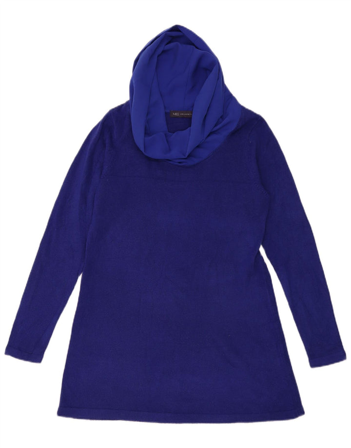 Marks & Spencer Damski sweter z golfem, UK 12, średni niebieski poliester