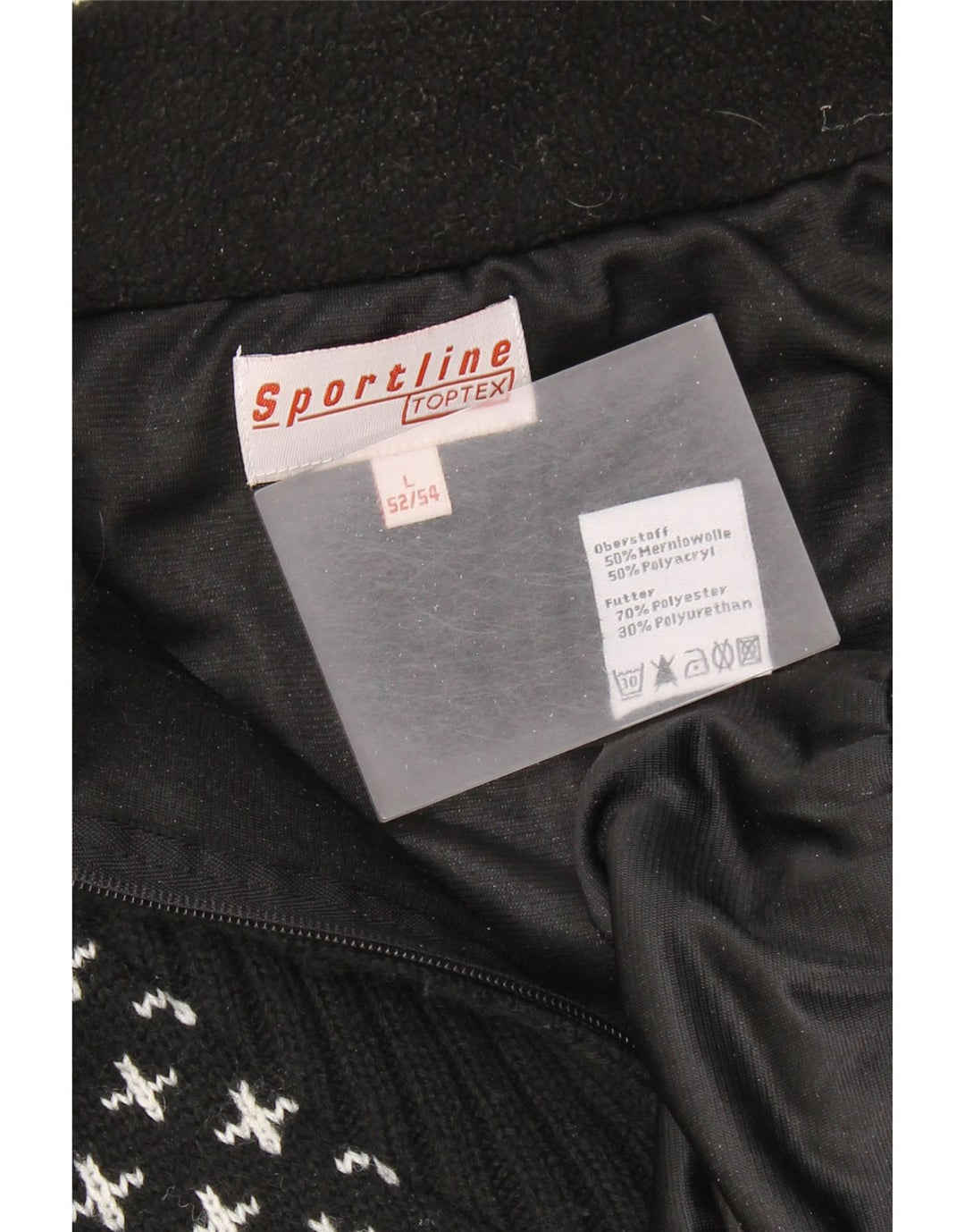 Męski sweter z zamkiem VINTAGE IT 52/54 Large Black Fair Isle