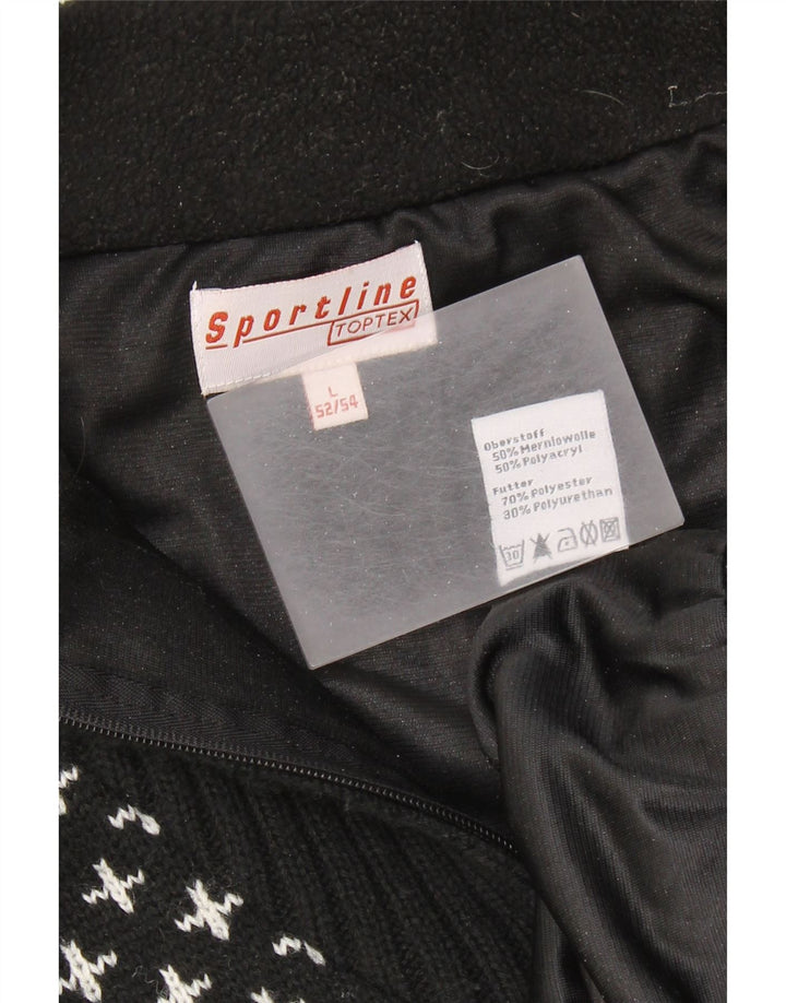 Męski sweter z zamkiem VINTAGE IT 52/54 Large Black Fair Isle