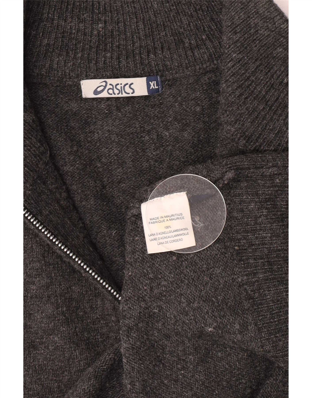 Męski sweter z zamkiem błyskawicznym Asics XL, szara wełna owcza