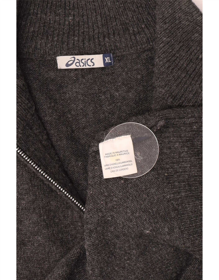 Męski sweter z zamkiem błyskawicznym Asics XL, szara wełna owcza