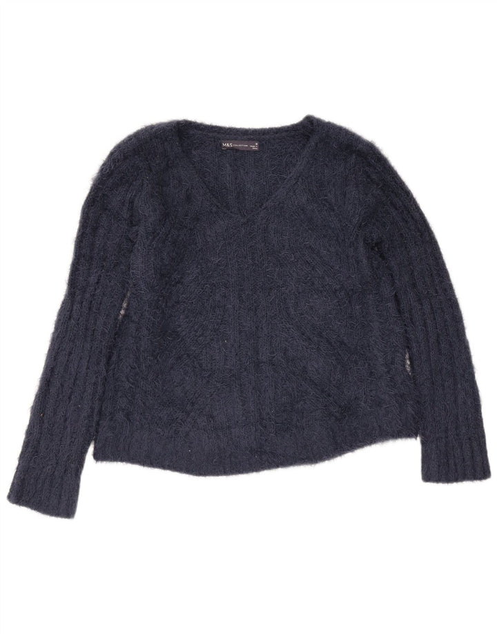 Marks & Spencer Damski sweter z dekoltem w kształcie litery V, UK 14, średni granatowy