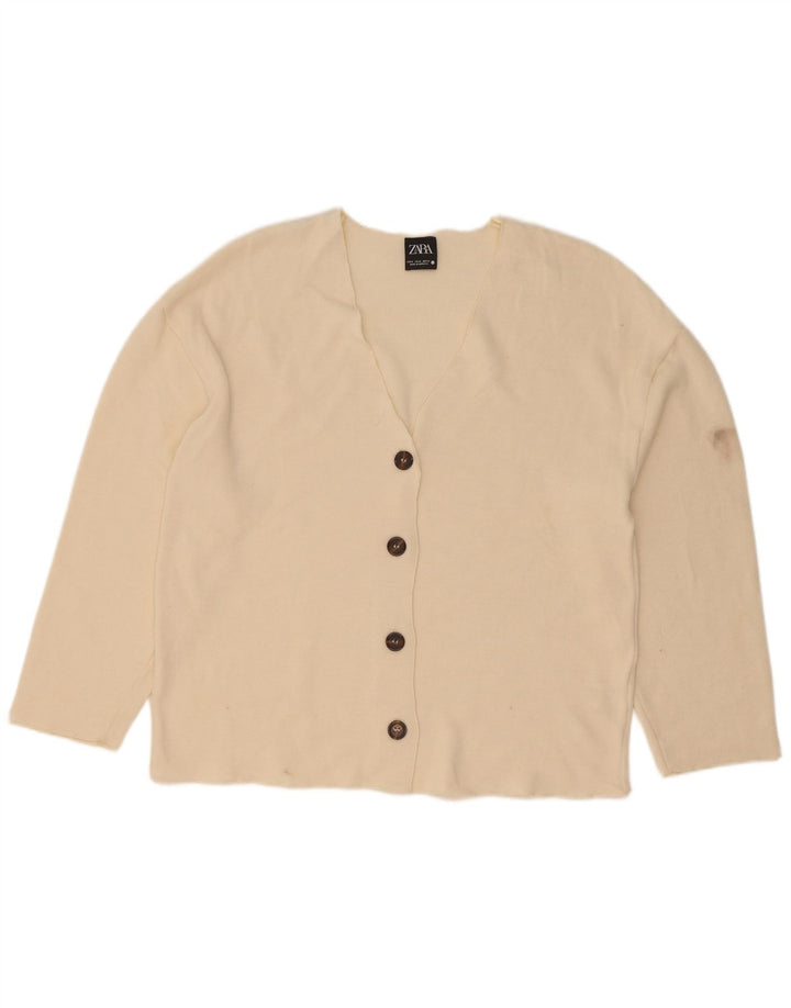 Damski kardigan Zara UK 14 Medium Off White Wiskoza