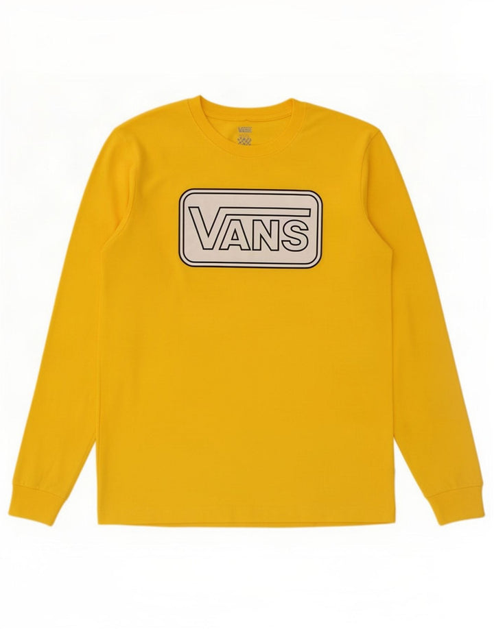Męski top z grafiką Vans z długim rękawem, mały, żółty, bawełniany