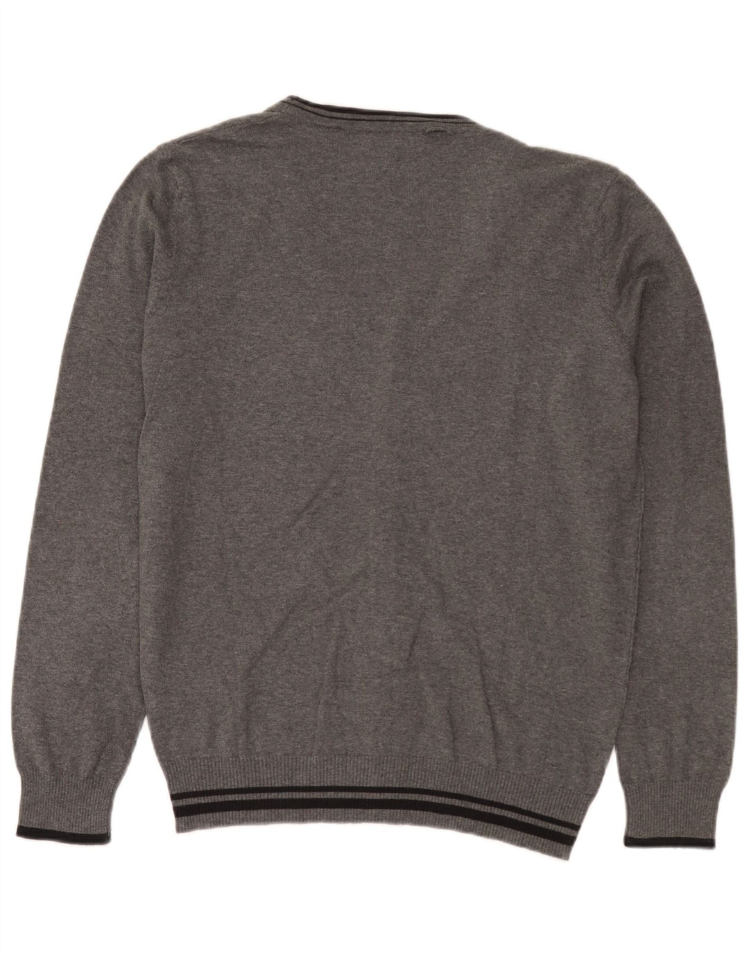 Męski sweter Zara, duży, szary, bawełniany w paski