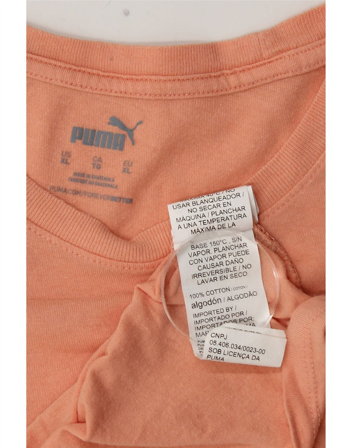 Damska koszulka z grafiką PUMA Top UK 18 XL Różowa bawełna