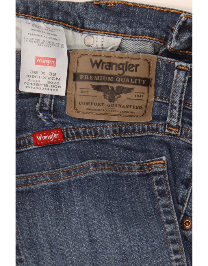 Wrangler Męskie proste dżinsy W36 L32 Niebieskie bawełniane