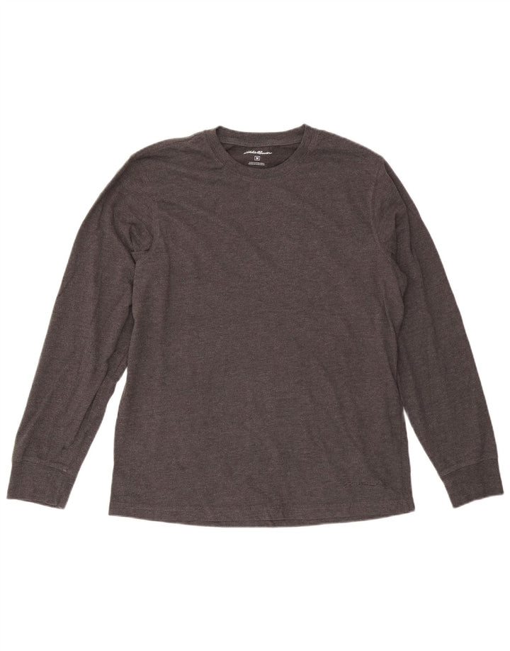 EDDIE BAUER Męski top z długim rękawem, średnioszary, bawełniany