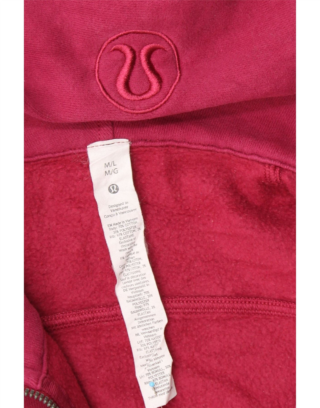 LULULEMON Damski sweter oversize z kapturem, UK 14, średni burgund