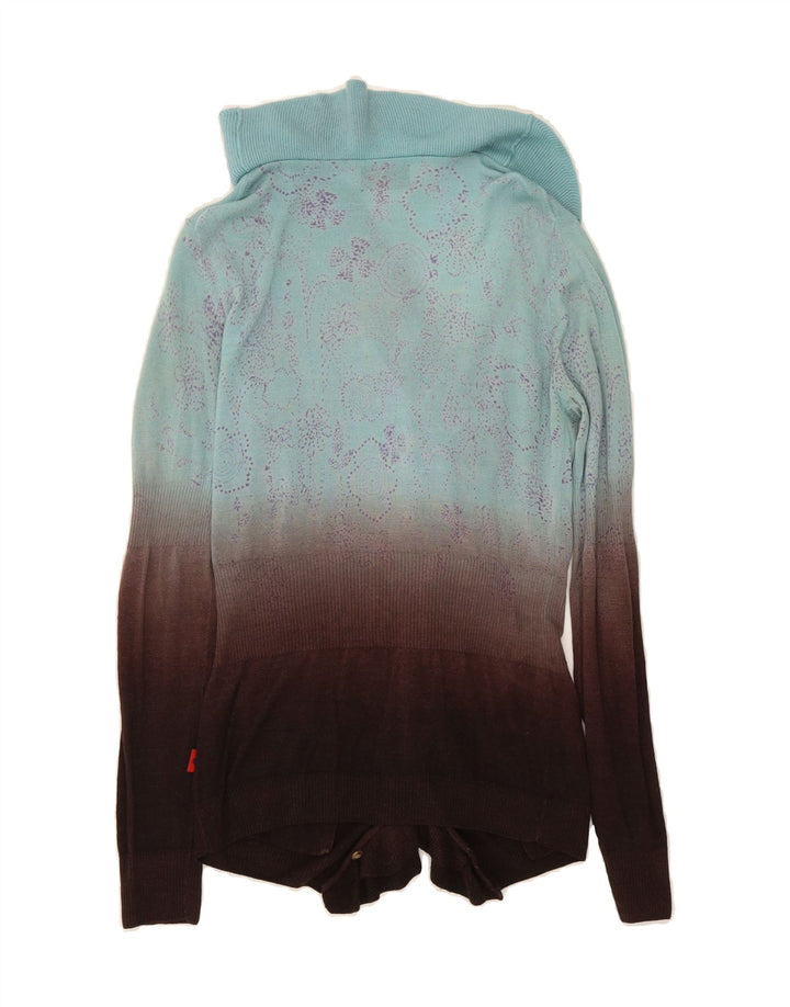 KAPPA Womens Cardigan Sweater UK 14 Medium Turquoise Colourblock Vintage Kappa and Second-Hand Kappa from Messina Hembry 