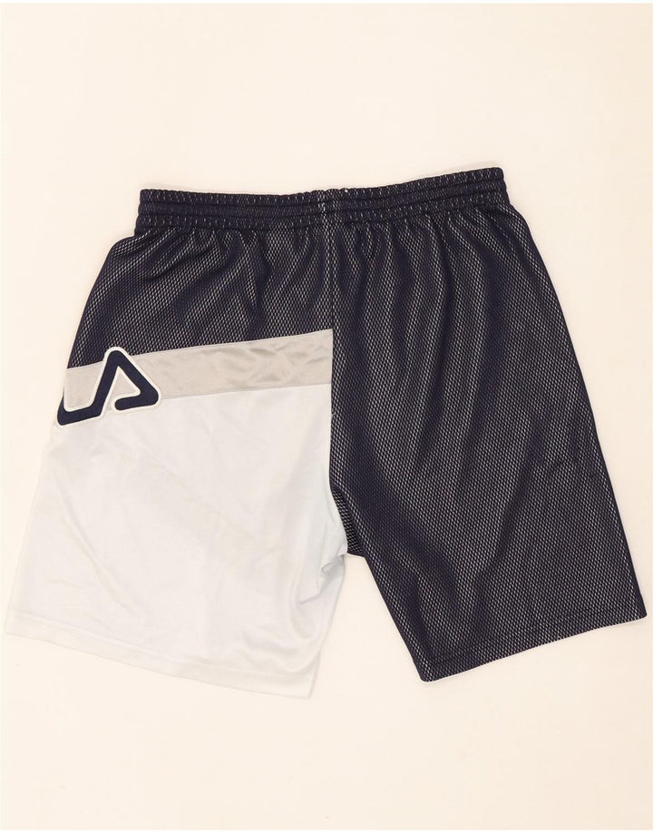 FILA Mens Graphic Sport Shorts Small Navy Blue Colourblock Polyester Vintage Fila and Second-Hand Fila from Messina Hembry 