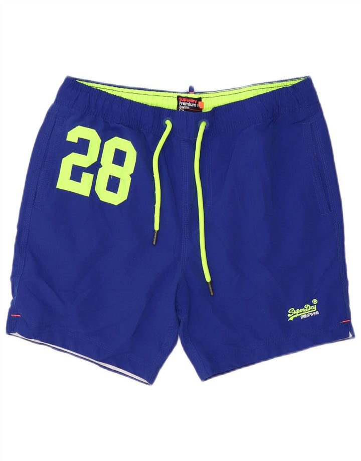 Męskie spodenki kąpielowe Superdry Graphic, duże, niebieskie, poliestrowe