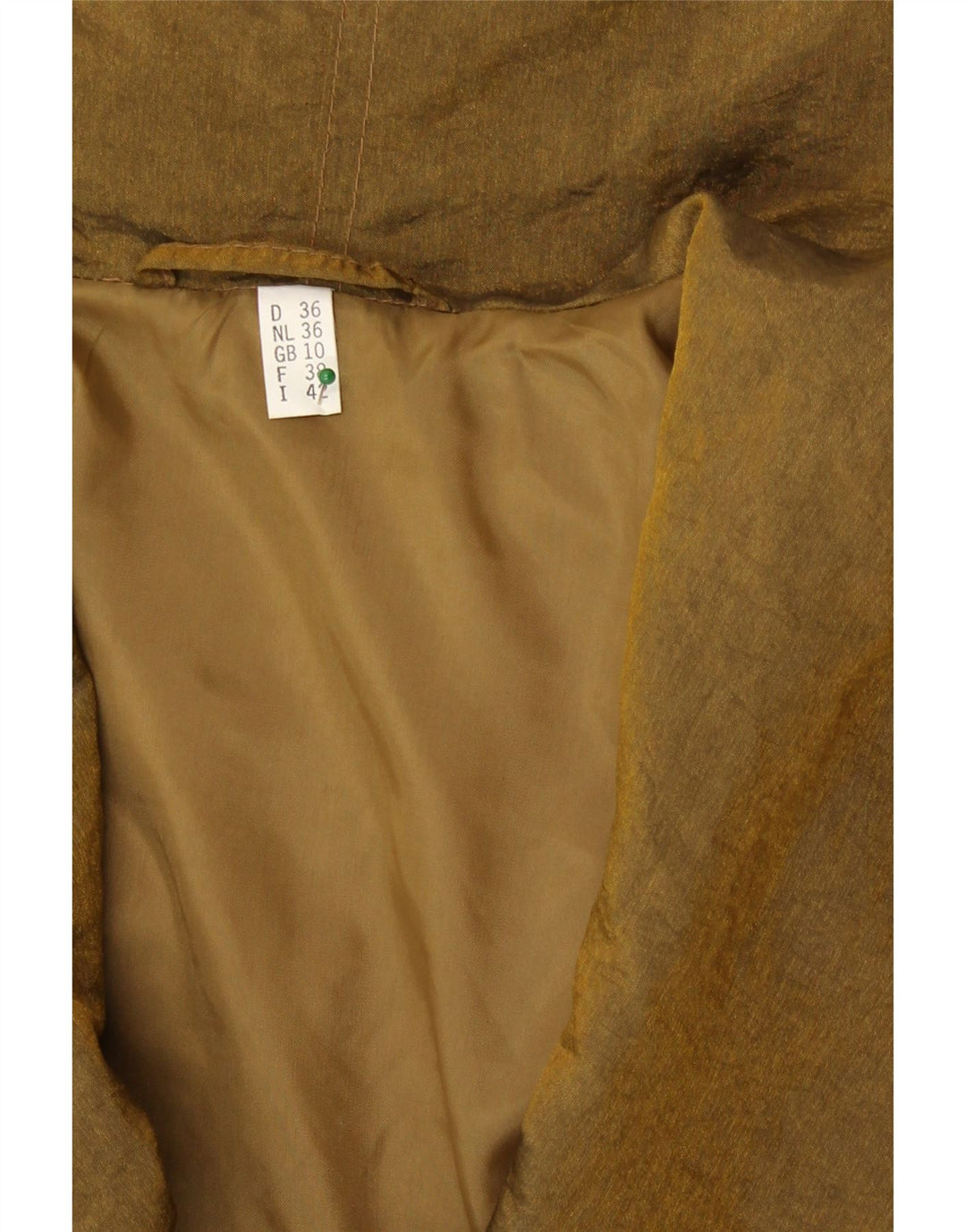 Vintage damski płaszcz przeciwdeszczowy oversize UK 10 Small Gold