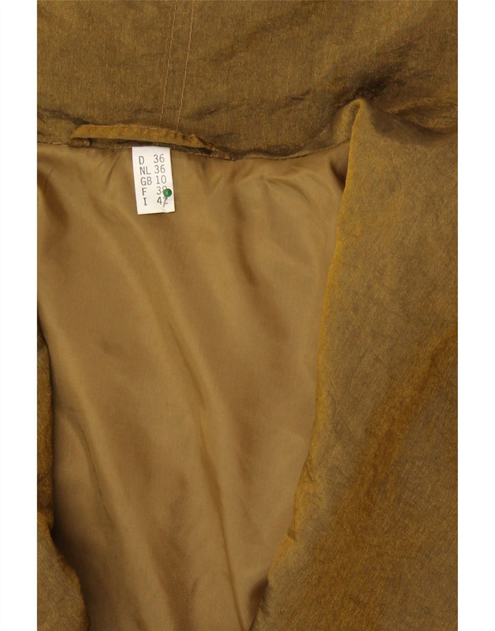 Vintage damski płaszcz przeciwdeszczowy oversize UK 10 Small Gold