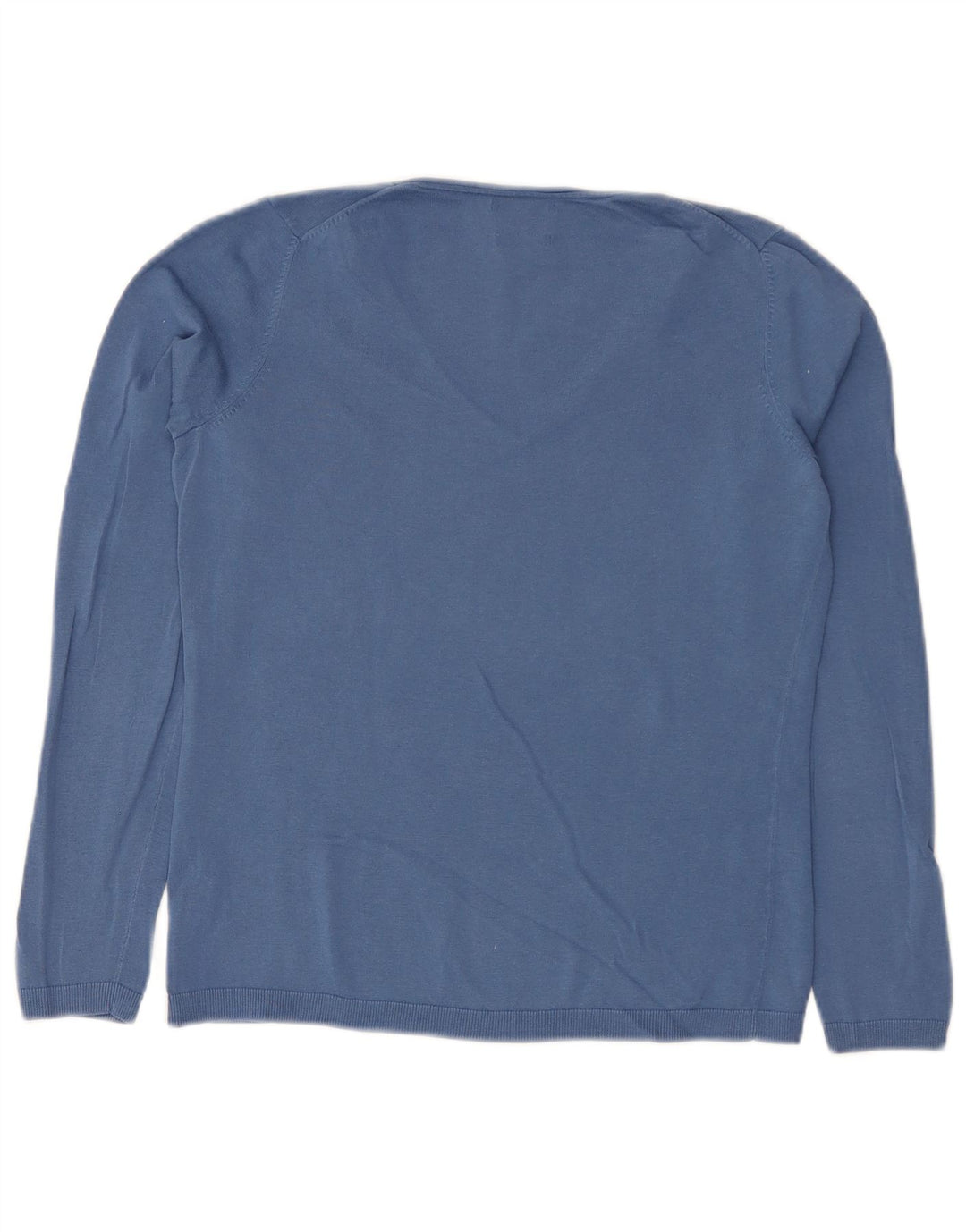 Sweter damski Massimo Dutti z dekoltem w kształcie litery V, UK 10, mały, niebieski, bawełniany
