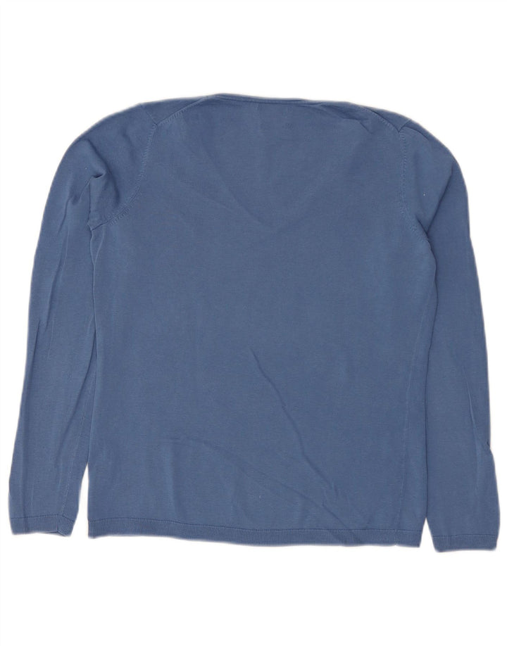 Sweter damski Massimo Dutti z dekoltem w kształcie litery V, UK 10, mały, niebieski, bawełniany