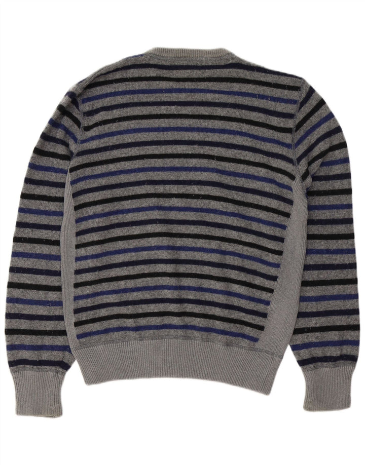 WOOLRICH Męski sweter z okrągłym dekoltem XL, szary, wełniany w paski