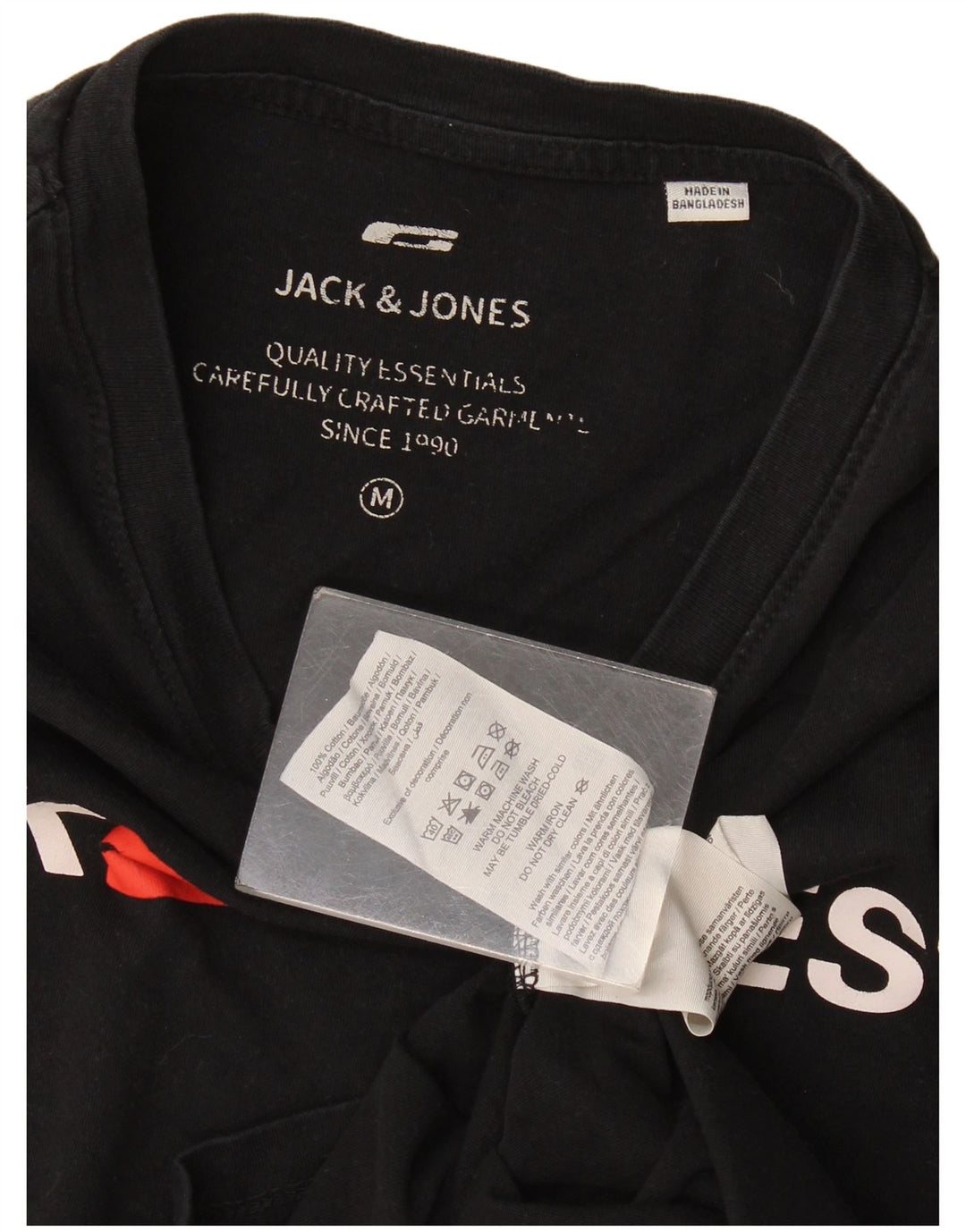 Męski T-shirt z grafiką Jack & Jones, średni czarny, bawełniany