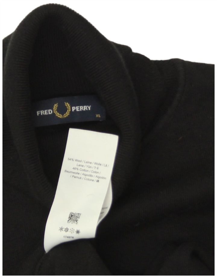 Męski sweter z golfem Fred Perry XL, czarna wełna