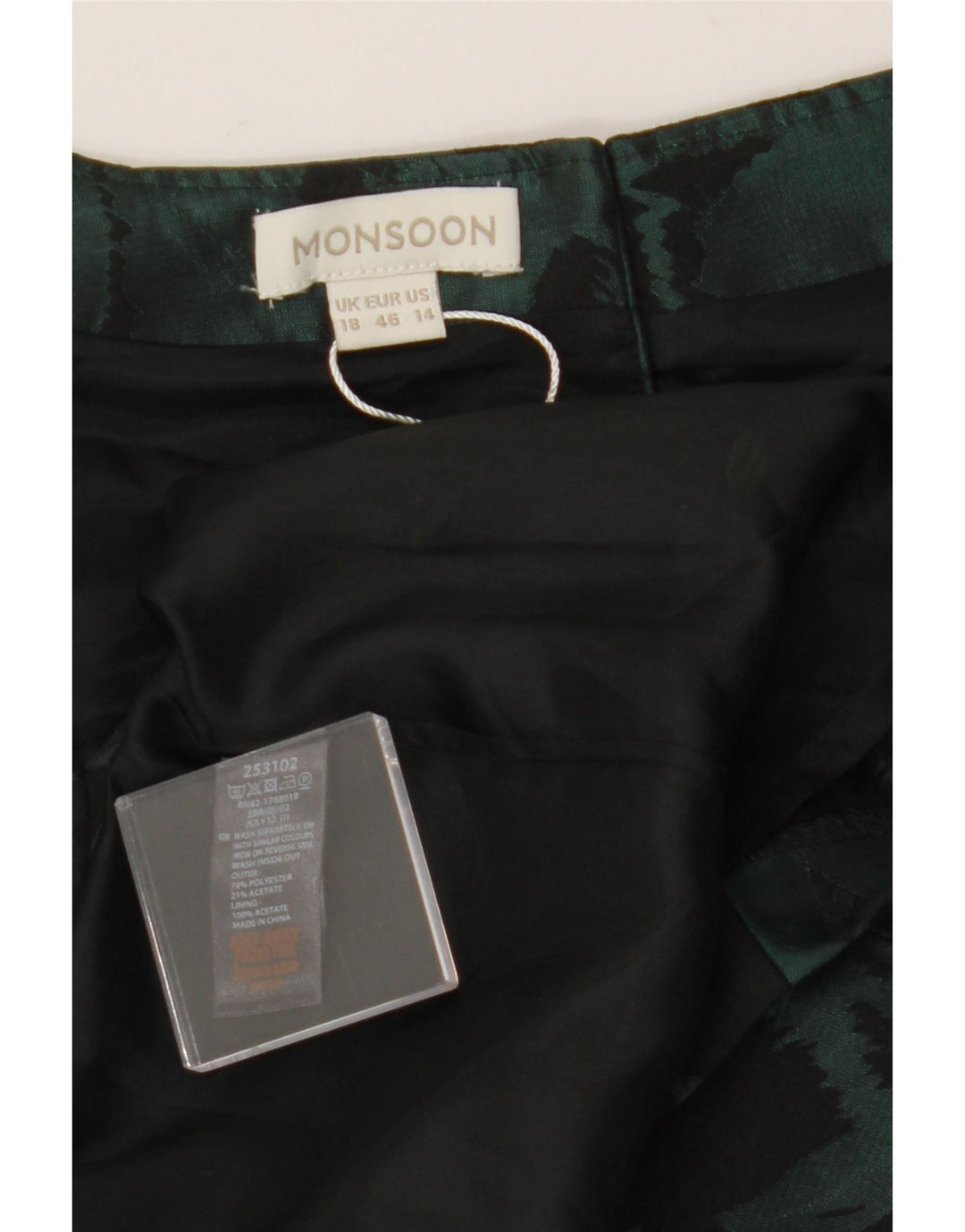 Damska sukienka płaszczowa bez rękawów MONSOON UK 18 XL Zielony kwiatowy poliester