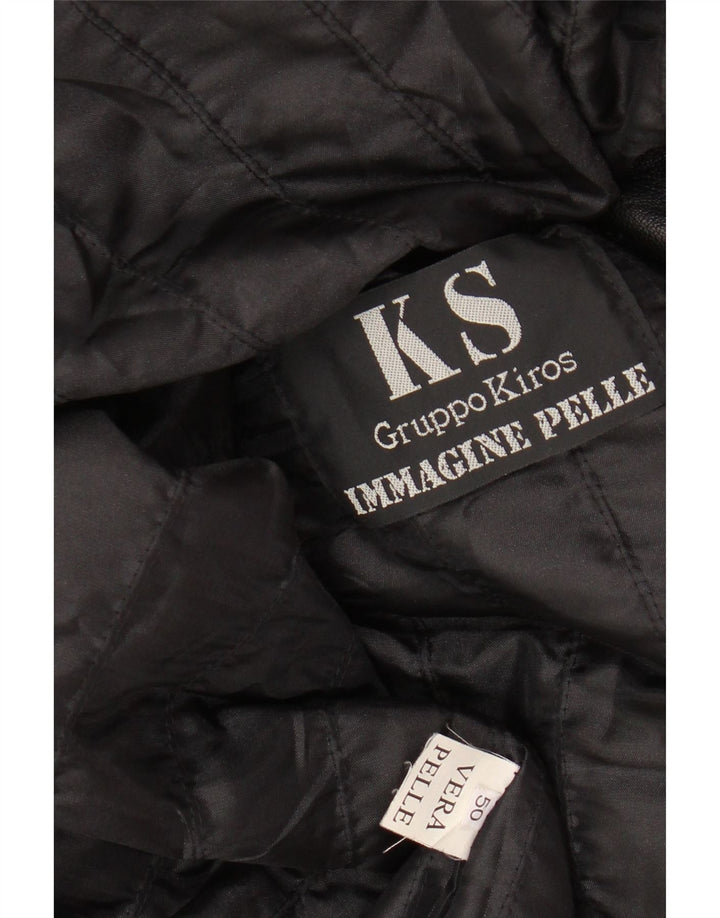 KIROS Womens Loose Fit Leather Coat IT 50 XL Black Leather