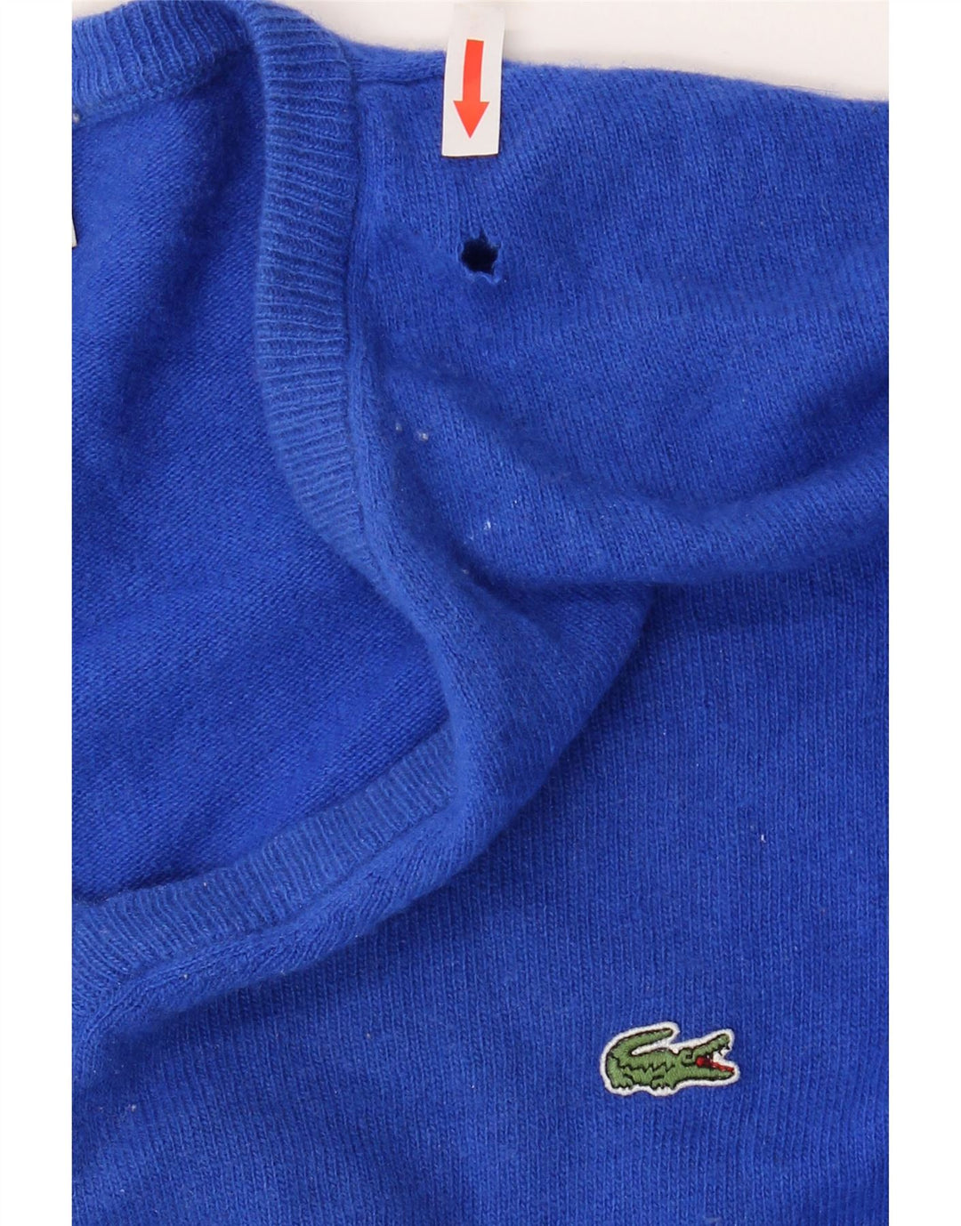 Męski sweter Lacoste z dekoltem w kształcie litery V, rozmiar 6 XL, niebieska dziewicza wełna