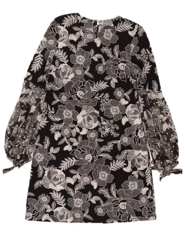 Tommy Hilfiger Womens Long Sleeve Shift Dress US 4 Small Black Floral