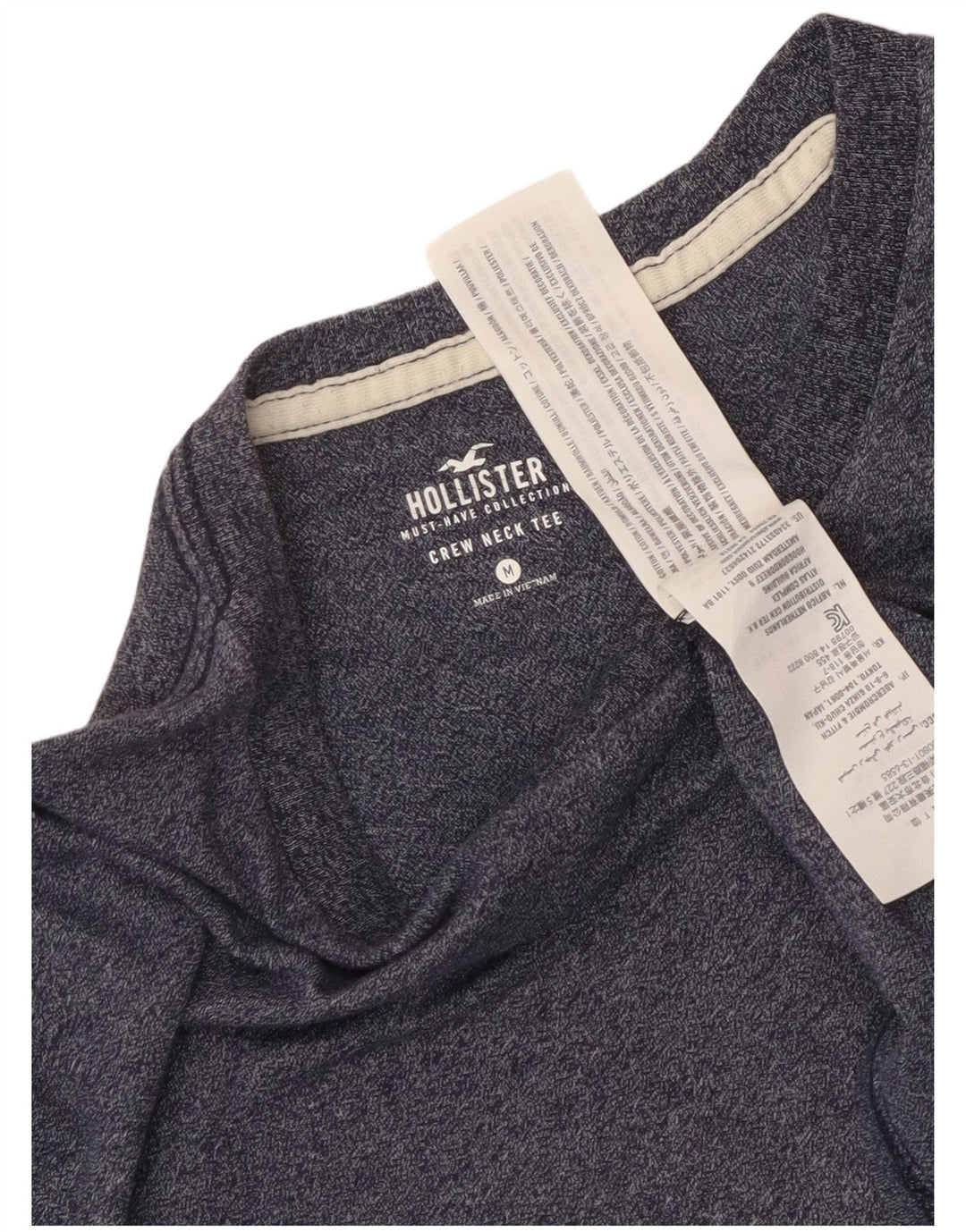 T-shirt męski Hollister Top, średni, granatowy, bawełniany w cętki