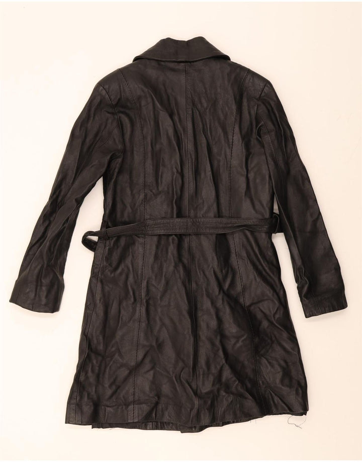 VINTAGE Womens Leather Coat IT 44 Medium Black Leather Vintage Vintage and Second-Hand Vintage from Messina Hembry 
