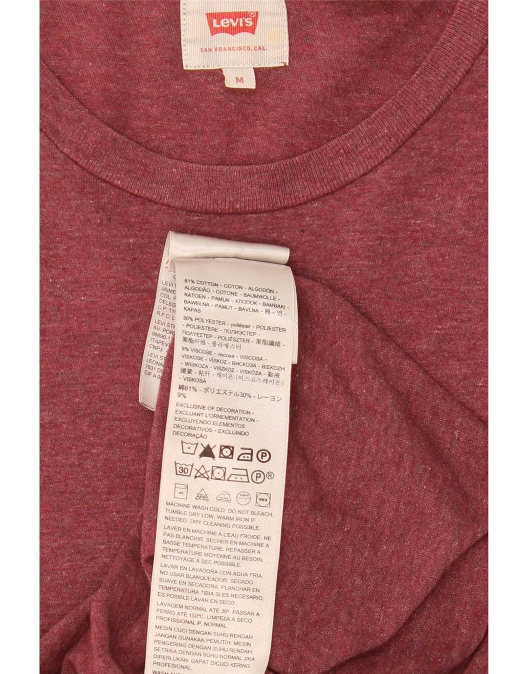 Koszulka męska Levi's Top, średnia bordowa bawełna