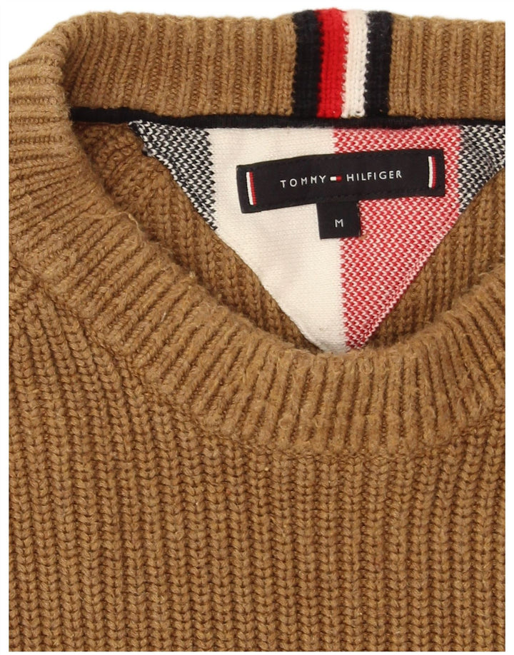 Męski sweter Tommy Hilfiger z dekoltem w łódkę, średniobrązowy, bawełniany
