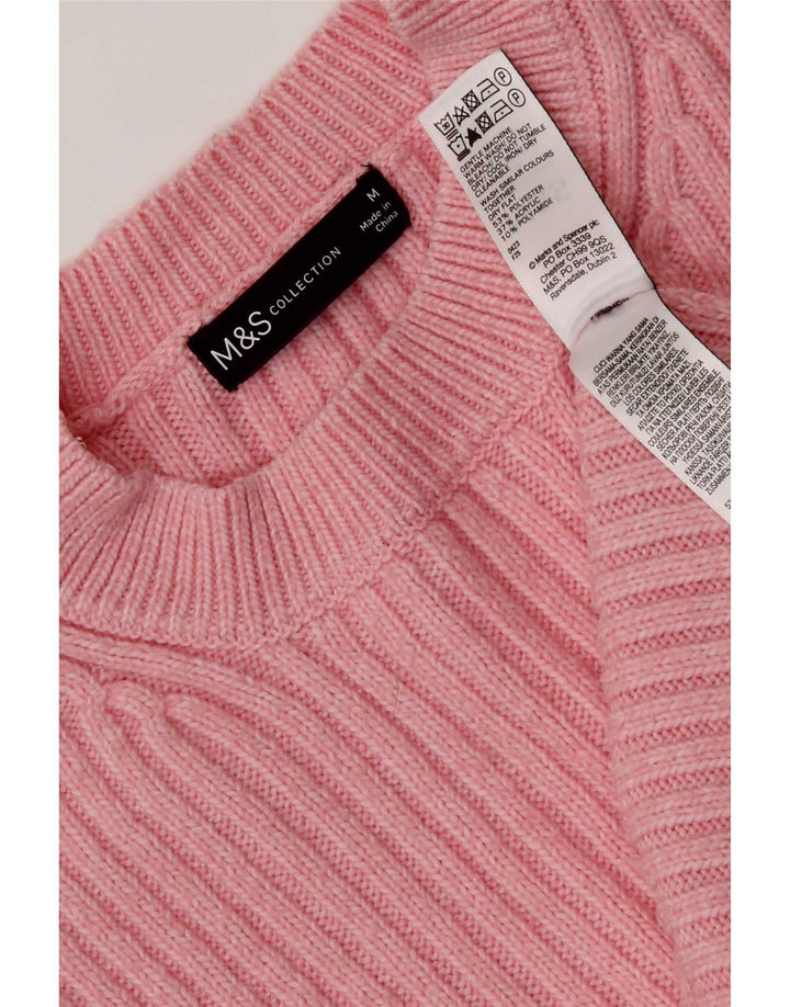 Marks & Spencer Damski sweter z okrągłym dekoltem, UK 14, średni różowy poliester