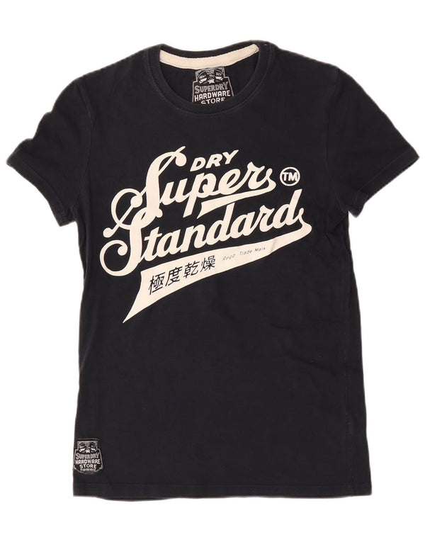 Superdry Mens Graphic T-Shirt Top Small Navy Blue Cotton